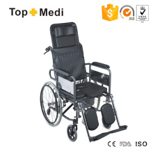 Cheap Commode High Back Foldable Wheelchair with Steel Frame